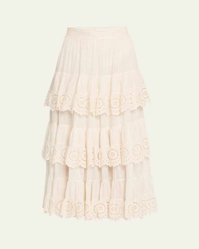Lucky Embroidered Midi Skirt